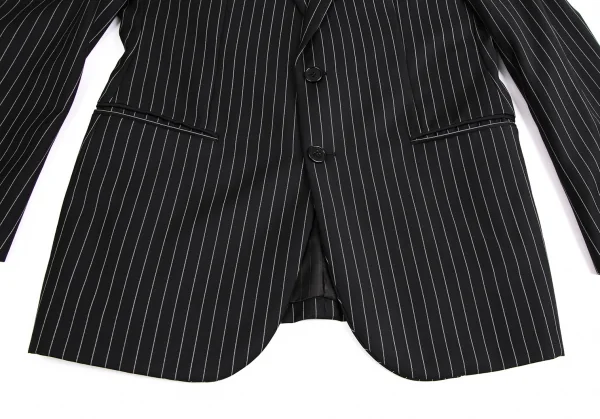 アルマーニコレツィオーニARMANI COLLEZIONI METROPOLITAN チョークストライプ2Bウールジャケット 黒46 K-113978_007