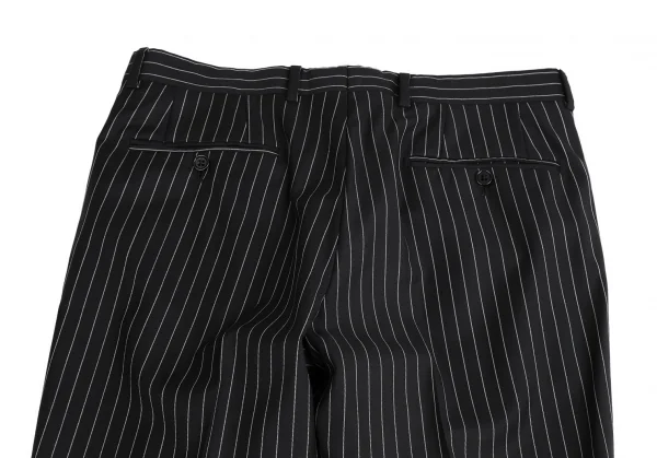 アルマーニコレツィオーニARMANI COLLEZIONI METROPOLITAN チョークストライプウール裾ダブルパンツ 黒46 K-113979_010