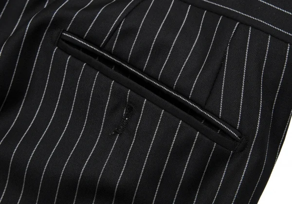 アルマーニコレツィオーニARMANI COLLEZIONI METROPOLITAN チョークストライプウール裾ダブルパンツ 黒46 K-113979_011
