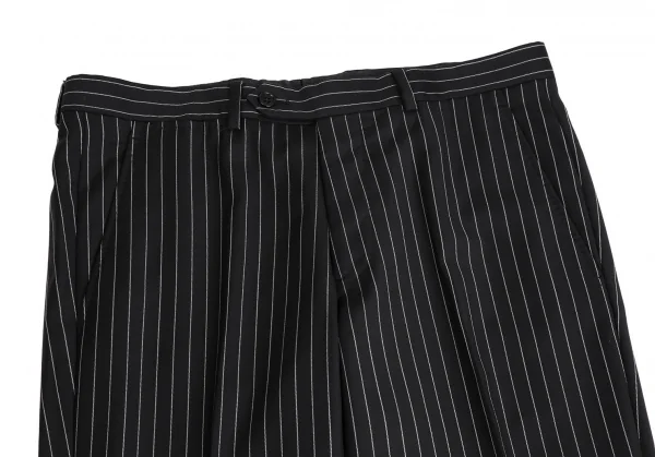 アルマーニコレツィオーニARMANI COLLEZIONI METROPOLITAN チョークストライプウール裾ダブルパンツ 黒46 K-113979_002