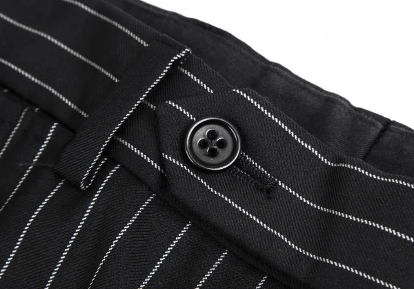 アルマーニコレツィオーニARMANI COLLEZIONI METROPOLITAN チョークストライプウール裾ダブルパンツ 黒46 K-113979_003