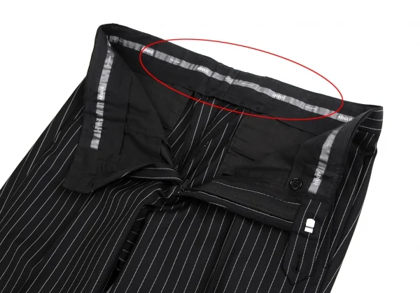 アルマーニコレツィオーニARMANI COLLEZIONI METROPOLITAN チョークストライプウール裾ダブルパンツ 黒46 K-113979_004
