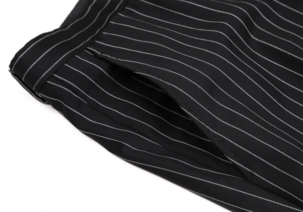アルマーニコレツィオーニARMANI COLLEZIONI METROPOLITAN チョークストライプウール裾ダブルパンツ 黒46 K-113979_006