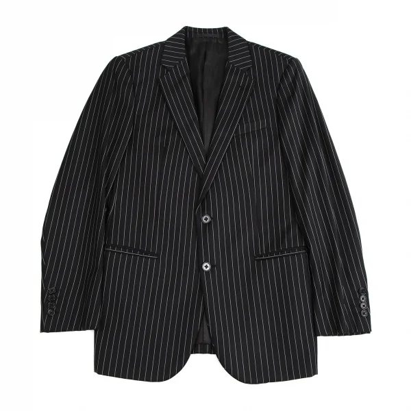 アルマーニコレツィオーニARMANI COLLEZIONI METROPOLITAN チョークストライプウール2Bセットアップスーツ 黒46 K-113980_002
