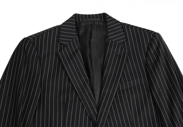 アルマーニコレツィオーニARMANI COLLEZIONI METROPOLITAN チョークストライプウール2Bセットアップスーツ 黒46 K-113980_003