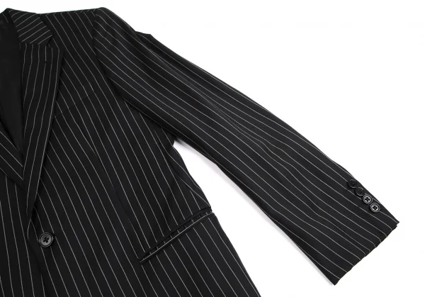 アルマーニコレツィオーニARMANI COLLEZIONI METROPOLITAN チョークストライプウール2Bセットアップスーツ 黒46 K-113980_005