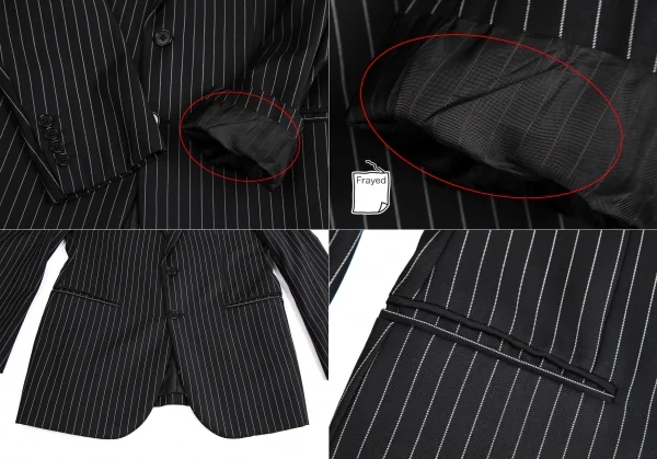 アルマーニコレツィオーニARMANI COLLEZIONI METROPOLITAN チョークストライプウール2Bセットアップスーツ 黒46 K-113980_006
