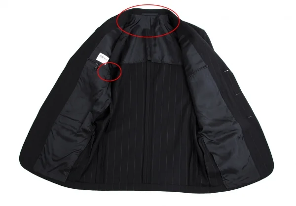 アルマーニコレツィオーニARMANI COLLEZIONI シャドーストライプ2Bウールシルクジャケット 黒50 K-113981_012