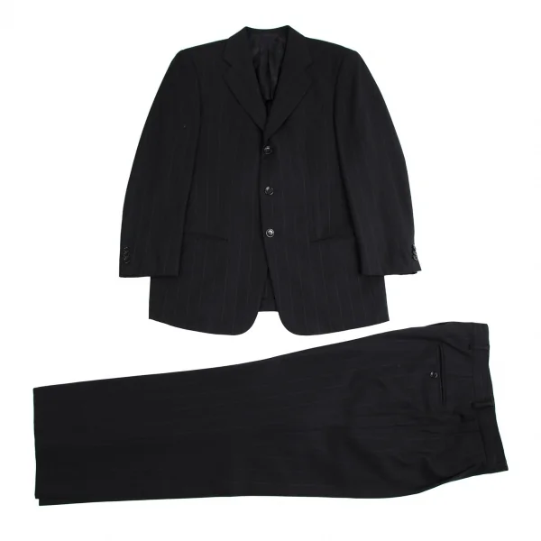 アルマーニコレツィオーニARMANI COLLEZIONI シャドーストライプ2Bウールシルクジャケット 黒50 K-113981_018