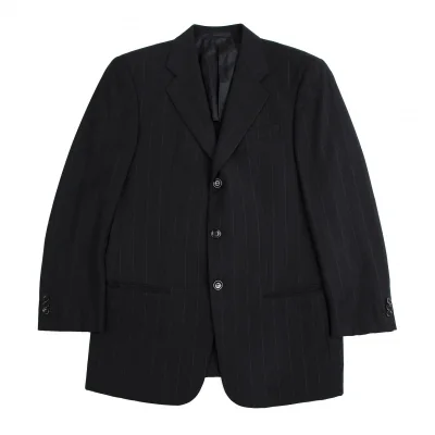 アルマーニコレツィオーニARMANI COLLEZIONI シャドーストライプ2Bウールシルクジャケット 黒