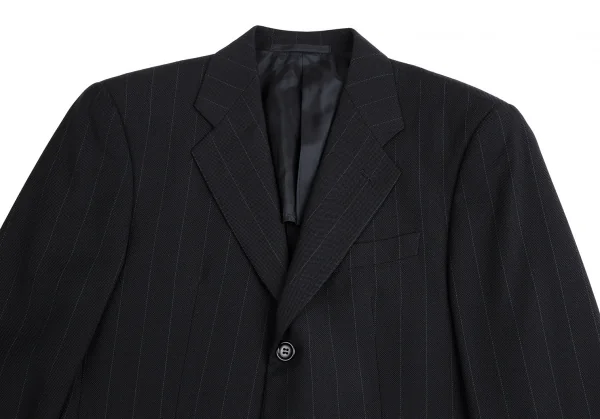 アルマーニコレツィオーニARMANI COLLEZIONI シャドーストライプ2Bウールシルクジャケット 黒50 K-113981_002