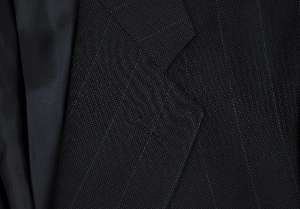 アルマーニコレツィオーニARMANI COLLEZIONI シャドーストライプ2Bウールシルクジャケット 黒50 K-113981_003