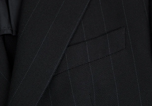 アルマーニコレツィオーニARMANI COLLEZIONI シャドーストライプ2Bウールシルクジャケット 黒50 K-113981_004
