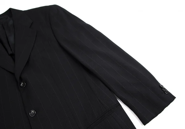 アルマーニコレツィオーニARMANI COLLEZIONI シャドーストライプ2Bウールシルクジャケット 黒50 K-113981_005