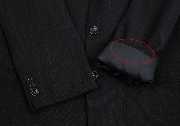 アルマーニコレツィオーニARMANI COLLEZIONI シャドーストライプ2Bウールシルクジャケット 黒50 K-113981_006