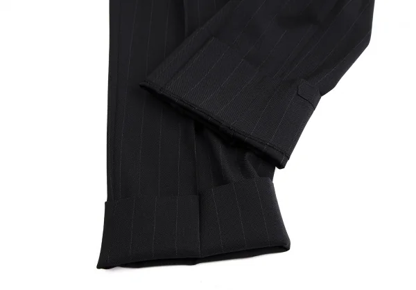 アルマーニコレツィオーニARMANI COLLEZIONI シャドーストライプウールシルクテーパードパンツ 黒50 K-113982_011