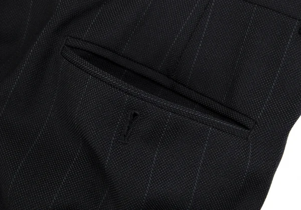 アルマーニコレツィオーニARMANI COLLEZIONI シャドーストライプウールシルクテーパードパンツ 黒50 K-113982_014