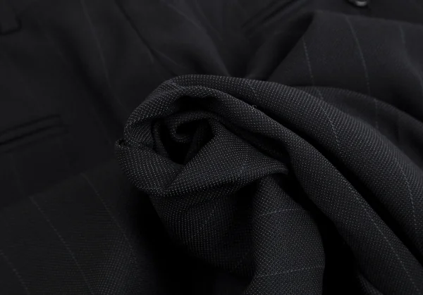 アルマーニコレツィオーニARMANI COLLEZIONI シャドーストライプウールシルクテーパードパンツ 黒50 K-113982_015