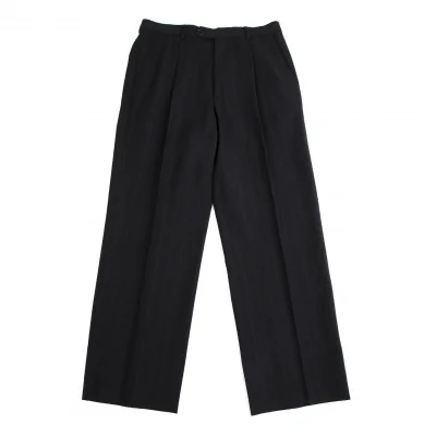 アルマーニコレツィオーニARMANI COLLEZIONI シャドーストライプウールシルクテーパードパンツ 黒