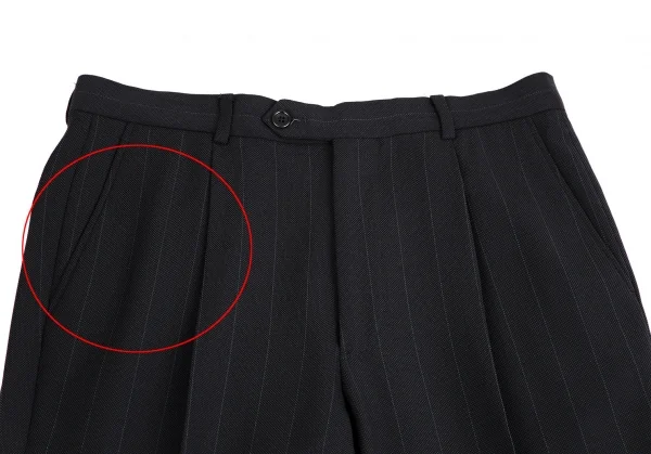 アルマーニコレツィオーニARMANI COLLEZIONI シャドーストライプウールシルクテーパードパンツ 黒50 K-113982_002