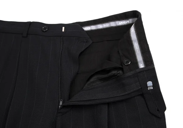 アルマーニコレツィオーニARMANI COLLEZIONI シャドーストライプウールシルクテーパードパンツ 黒50 K-113982_005