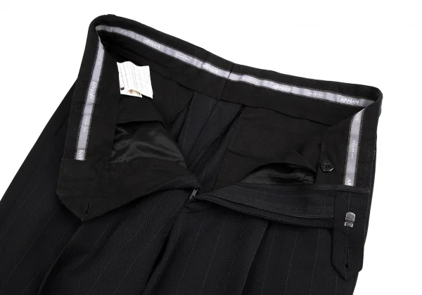アルマーニコレツィオーニARMANI COLLEZIONI シャドーストライプウールシルクテーパードパンツ 黒50 K-113982_006