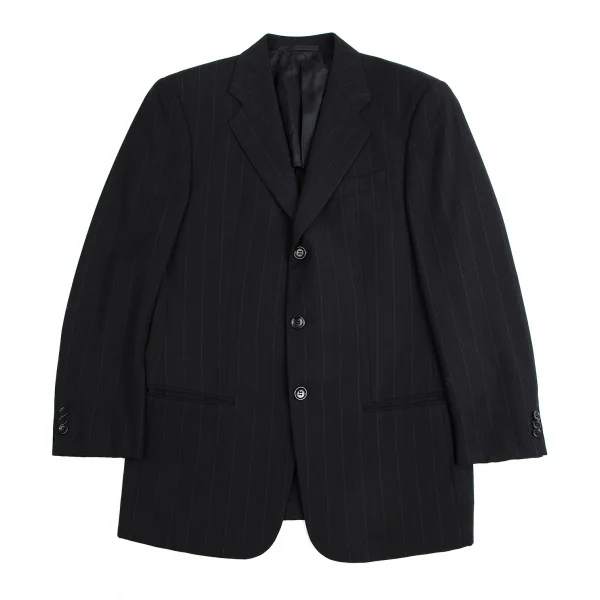 アルマーニコレツィオーニARMANI COLLEZIONI シャドーストライプウールシルクセットアップスーツ 黒50 K-113983_002
