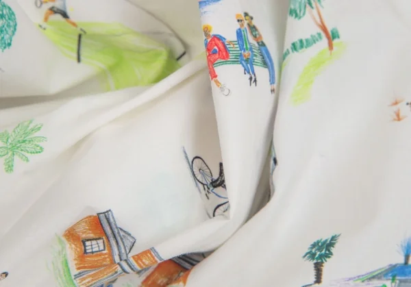 ポールスミスPaul Smith コットンアクティビティ総柄プリントシャツ 白他42 K-113989_014