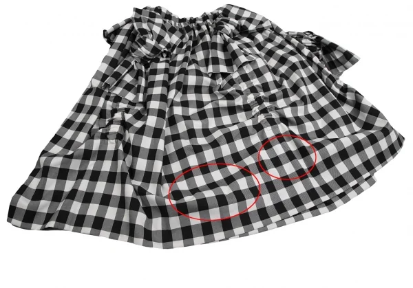 コムデギャルソンCOMME des GARCONS ビッグリボン装飾ブロックチェックスカート 白黒S K-113998_010