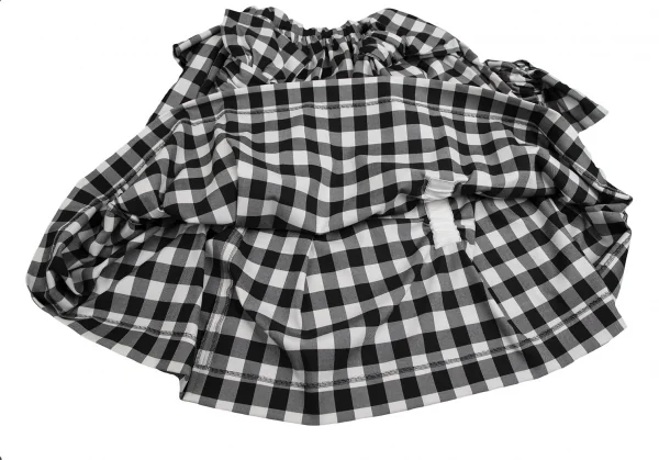 コムデギャルソンCOMME des GARCONS ビッグリボン装飾ブロックチェックスカート 白黒S K-113998_013