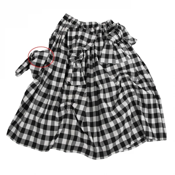 コムデギャルソンCOMME des GARCONS ビッグリボン装飾ブロックチェックスカート 白黒S K-113998_014