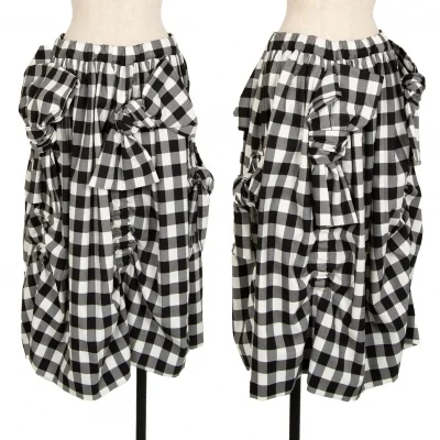 コムデギャルソンCOMME des GARCONS ビッグリボン装飾ブロックチェックスカート