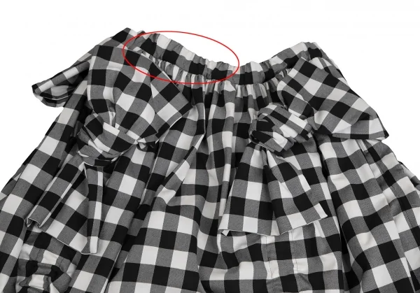コムデギャルソンCOMME des GARCONS ビッグリボン装飾ブロックチェックスカート 白黒S K-113998_003