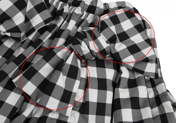 コムデギャルソンCOMME des GARCONS ビッグリボン装飾ブロックチェックスカート 白黒S K-113998_006