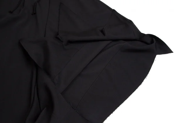 ビーヨウジヤマモトB Yohji Yamamoto ウールギャバカットオフデザインサルエルサンカクパンツ 黒1 K-114014_012