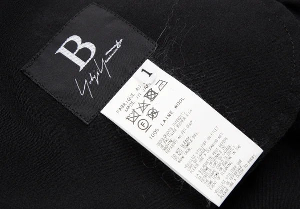 ビーヨウジヤマモトB Yohji Yamamoto ウールギャバカットオフデザインサルエルサンカクパンツ 黒1 K-114014_015