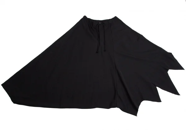ビーヨウジヤマモトB Yohji Yamamoto ウールギャバカットオフデザインサルエルサンカクパンツ 黒1 K-114014_002