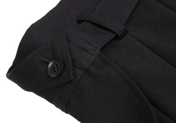 ヨウジヤマモト ノアールYohji Yamamoto NOIR ウールギャバプリーツハーフラップサルエルパンツ 黒1 K-114015_012
