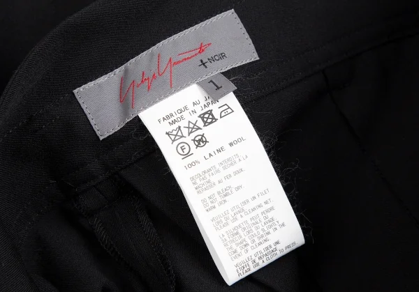 ヨウジヤマモト ノアールYohji Yamamoto NOIR ウールギャバプリーツハーフラップサルエルパンツ 黒1 K-114015_014