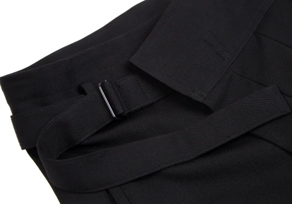 ヨウジヤマモト ノアールYohji Yamamoto NOIR ウールギャバプリーツハーフラップサルエルパンツ 黒1 K-114015_005