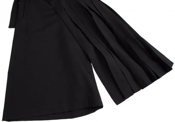 ヨウジヤマモト ノアールYohji Yamamoto NOIR ウールギャバプリーツハーフラップサルエルパンツ 黒1 K-114015_006