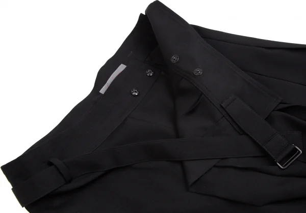 ヨウジヤマモト ノアールYohji Yamamoto NOIR ウールギャバプリーツハーフラップサルエルパンツ 黒1 K-114015_007