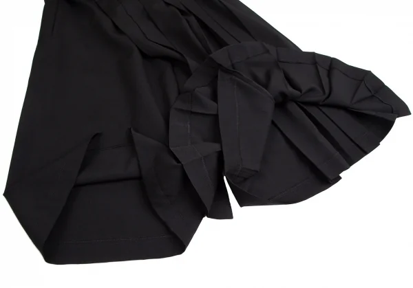 ヨウジヤマモト ノアールYohji Yamamoto NOIR ウールギャバプリーツハーフラップサルエルパンツ 黒1 K-114015_009