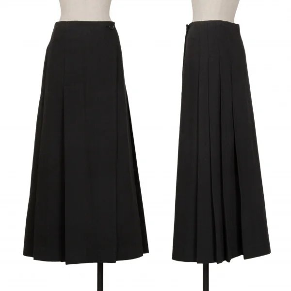ヨウジヤマモト ファムYohji Yamamoto FEMME コットンカツラギワイドプリーツラップスカート 黒2 K-114017_001