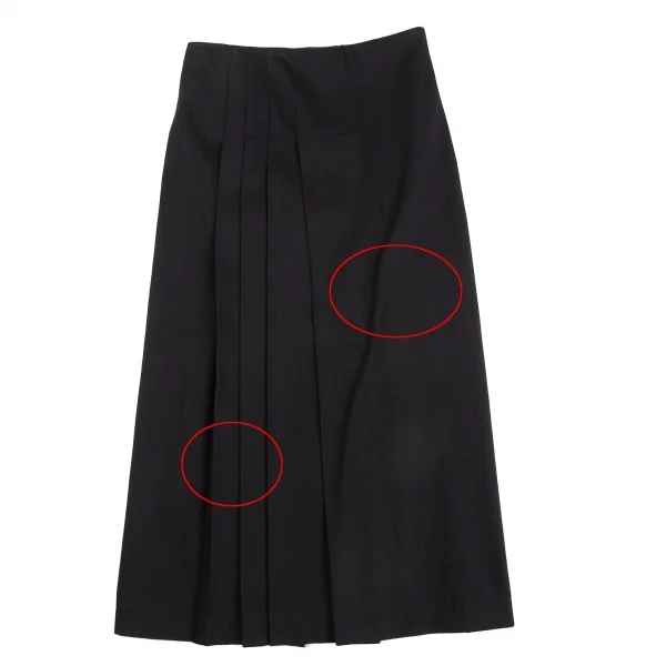 ヨウジヤマモト ファムYohji Yamamoto FEMME コットンカツラギワイドプリーツラップスカート 黒2 K-114017_010