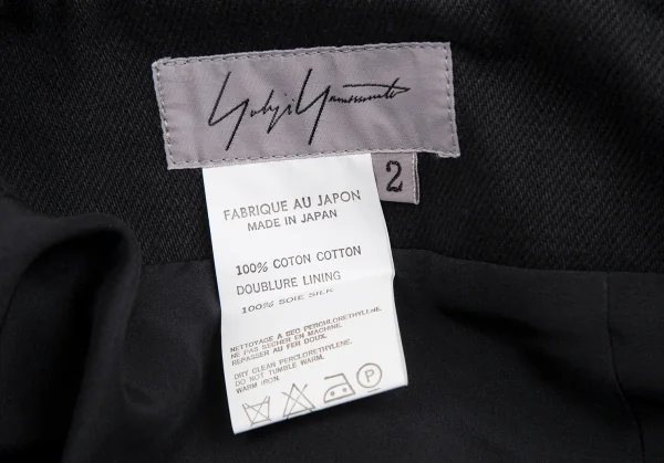 ヨウジヤマモト ファムYohji Yamamoto FEMME コットンカツラギワイドプリーツラップスカート 黒2 K-114017_015