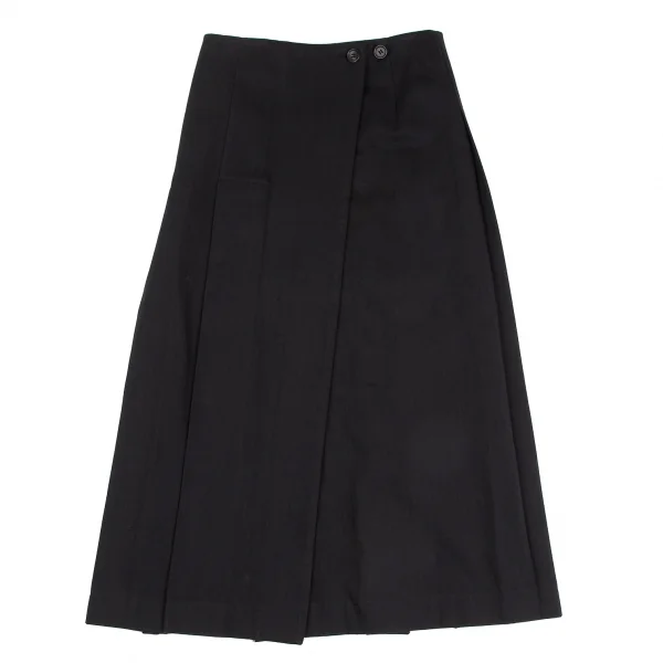 ヨウジヤマモト ファムYohji Yamamoto FEMME コットンカツラギワイドプリーツラップスカート 黒2 K-114017_002
