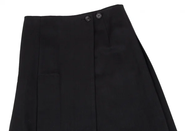 ヨウジヤマモト ファムYohji Yamamoto FEMME コットンカツラギワイドプリーツラップスカート 黒2 K-114017_003