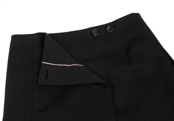 ヨウジヤマモト ファムYohji Yamamoto FEMME コットンカツラギワイドプリーツラップスカート 黒2 K-114017_005