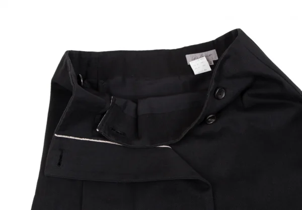 ヨウジヤマモト ファムYohji Yamamoto FEMME コットンカツラギワイドプリーツラップスカート 黒2 K-114017_006